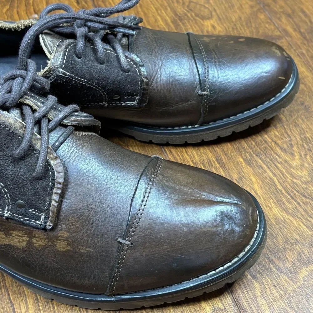 Bed Stu Shoes‎ Mens Size 9.5 Brown Leather Suede Cap Toe Oxford Lace Up Casual